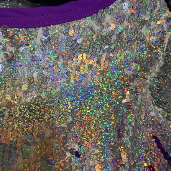 Purple and Silver Sequin Dance Top - Picture 2 of 7